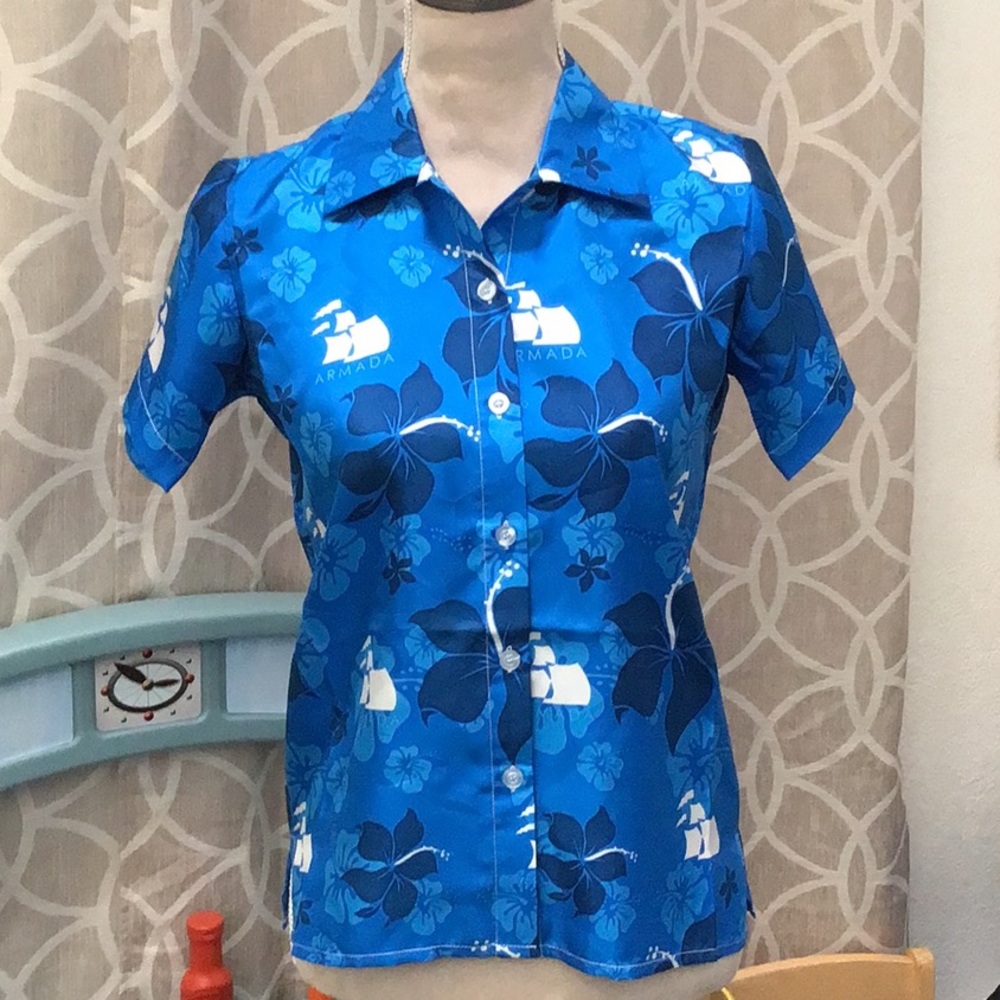Designed for Armada Hawaiian Sea Silk Blouse  Sz S